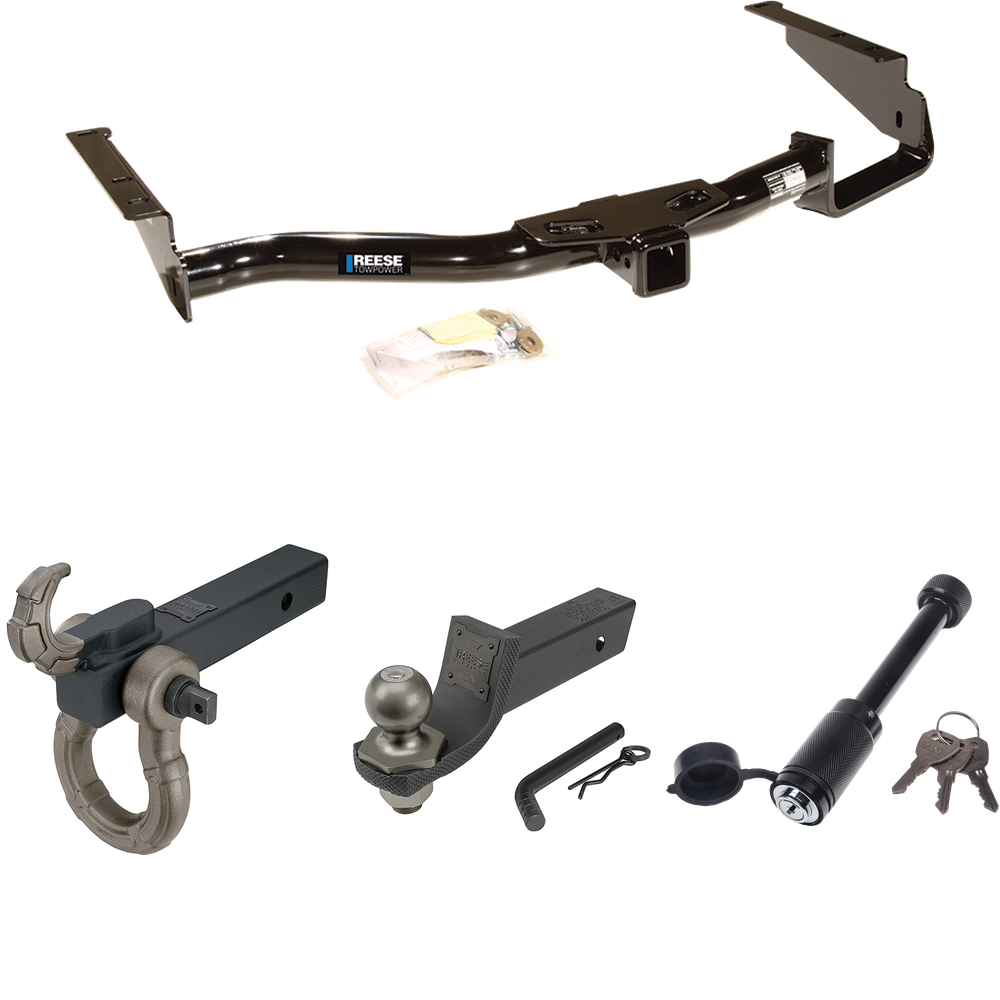 Fits 2006-2008 Lexus RX400h Trailer Hitch Tow PKG + Interlock Tactical Starter Kit w/ 2" Drop & 2" Ball + Tactical Hook & Shackle Mount + Tactical Dogbone Lock By Reese Towpower