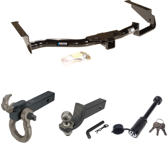 Fits 2006-2008 Lexus RX400h Trailer Hitch Tow PKG + Interlock Tactical Starter Kit w/ 2" Drop & 2" Ball + Tactical Hook & Shackle Mount + Tactical Dogbone Lock By Reese Towpower