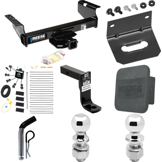 Fits 2007-2019 Chevrolet Silverado 3500 HD Trailer Hitch Tow PKG w/ 4-Flat Zero Contact "No Splice" Wiring Harness + Ball Mount w/ 8" Drop + Pin/Clip + 2" Ball + 2-5/16" Ball + Hitch Cover + Wiring Bracket (For Cab & Chassis, w/34" Wide Frames Models