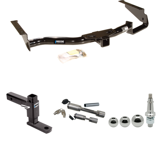 Fits 2004-2007 Toyota Highlander Trailer Hitch Tow PKG w/ Adjustable Drop Rise Ball Mount + Dual Hitch & Copler Locks + Inerchangeable 1-7/8" & 2" & 2-5/16" Balls By Reese Towpower