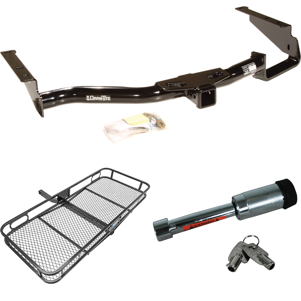 Fits 2004-2007 Toyota Highlander Trailer Hitch Tow PKG w/ 60" x 24" Cargo Carrier + Hitch Lock By Draw-Tite