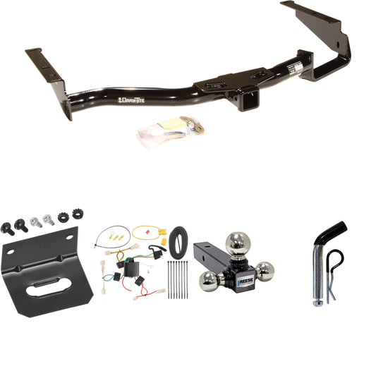 Fits 2004-2006 Lexus RX330 Trailer Hitch Tow PKG w/ 4-Flat Wiring Harness + Triple Ball Ball Mount 1-7/8" & 2" & 2-5/16" Trailer Balls + Pin/Clip + Wiring Bracket By Draw-Tite