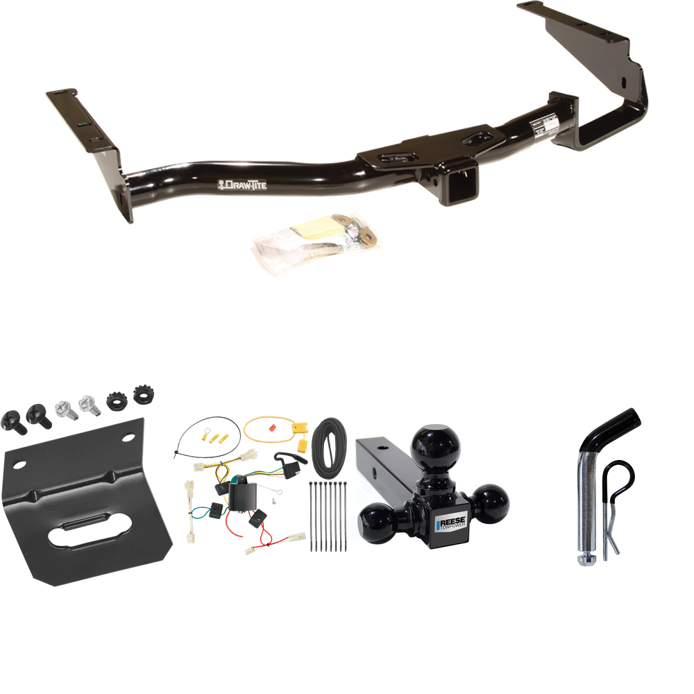 Fits 2004-2006 Lexus RX330 Trailer Hitch Tow PKG w/ 4-Flat Wiring Harness + Triple Ball Ball Mount 1-7/8" & 2" & 2-5/16" Trailer Balls + Pin/Clip + Wiring Bracket By Draw-Tite