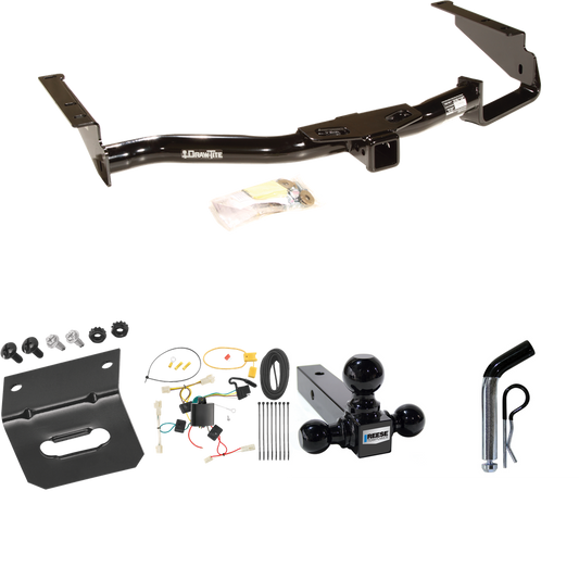 Fits 2004-2006 Lexus RX330 Trailer Hitch Tow PKG w/ 4-Flat Wiring Harness + Triple Ball Ball Mount 1-7/8" & 2" & 2-5/16" Trailer Balls + Pin/Clip + Wiring Bracket By Draw-Tite