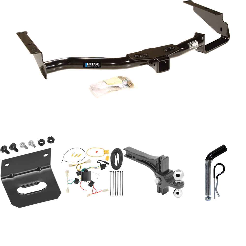 Fits 2004-2006 Lexus RX330 Trailer Hitch Tow PKG w/ 4-Flat Wiring Harness + Dual Adjustable Drop Rise Ball Ball Mount 2" & 2-5/16" Trailer Balls + Pin/Clip + Wiring Bracket By Reese Towpower