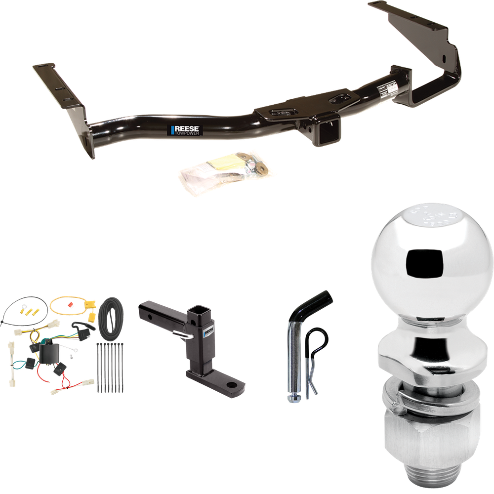 Fits 2004-2006 Lexus RX330 Trailer Hitch Tow PKG w/ 4-Flat Wiring Harness + Adjustable Drop Rise Ball Mount + Pin/Clip + 2" Ball By Reese Towpower