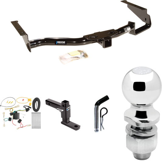 Fits 2004-2006 Lexus RX330 Trailer Hitch Tow PKG w/ 4-Flat Wiring Harness + Adjustable Drop Rise Ball Mount + Pin/Clip + 2" Ball By Reese Towpower