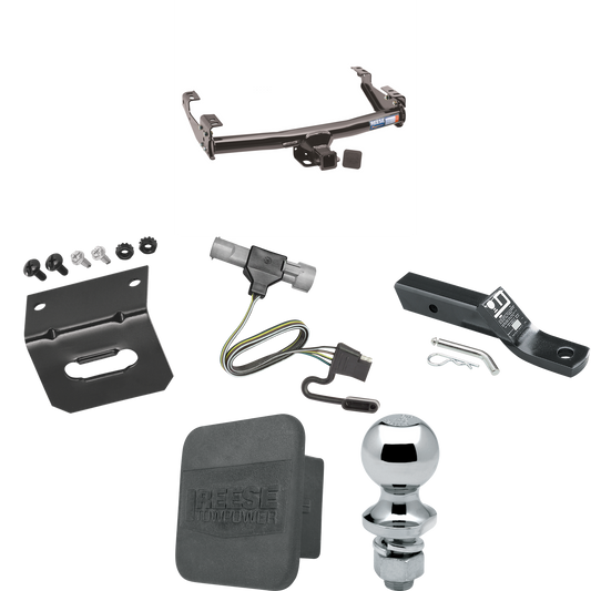 Fits 1987-1996 Ford F-350 Trailer Hitch Tow PKG w/ 4-Flat Wiring + Ball Mount w/ 2" Drop + 1-7/8" Ball + Wiring Bracket + Hitch Cover By Reese Towpower