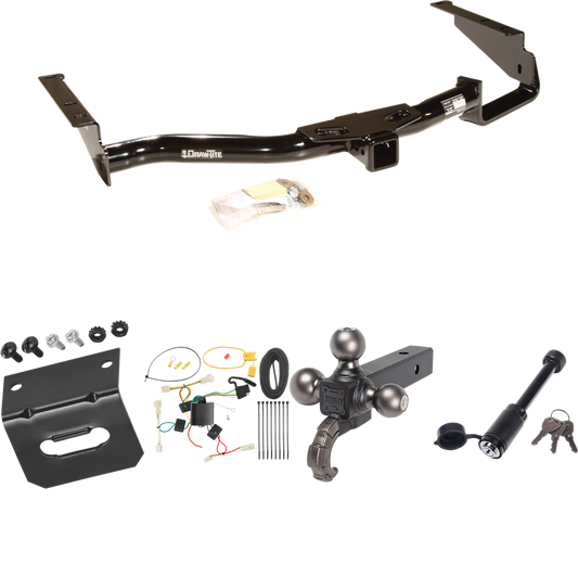 Fits 2004-2006 Lexus RX330 Trailer Hitch Tow PKG w/ 4-Flat Wiring + Triple Ball Tactical Ball Mount 1-7/8" & 2" & 2-5/16" Balls w/ Tow Hook + Tactical Dogbone Lock + Wiring Bracket By Draw-Tite