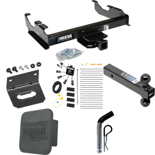 Fits 2007-2023 GMC Sierra 3500 HD Trailer Hitch Tow PKG w/ 4-Flat Zero Contact "No Splice" Wiring Harness + Dual Ball Ball Mount 2" & 2-5/16" Trailer Balls + Pin/Clip + Hitch Cover + Wiring Bracket (For Cab & Chassis, w/34" Wide Frames Models) By Ree