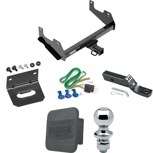 Fits 2015-2023 Ford F-150 Trailer Hitch Tow PKG w/ 4-Flat Wiring + Ball Mount w/ 2" Drop + 1-7/8" Ball + Wiring Bracket + Hitch Cover By Reese Towpower