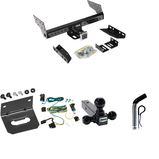 Fits 2003-2023 Chevrolet Express 3500 Trailer Hitch Tow PKG w/ 4-Flat Wiring Harness + Triple Ball Ball Mount 1-7/8" & 2" & 2-5/16" Trailer Balls + Pin/Clip + Wiring Bracket By Reese Towpower