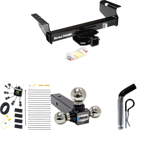 Fits 2008-2010 Dodge Ram 5500 Trailer Hitch Tow PKG w/ 4-Flat Zero Contact "No Splice" Wiring Harness + Triple Ball Ball Mount 1-7/8" & 2" & 2-5/16" Trailer Balls + Pin/Clip (For Cab & Chassis, w/34" Wide Frames Models) By Draw-Tite