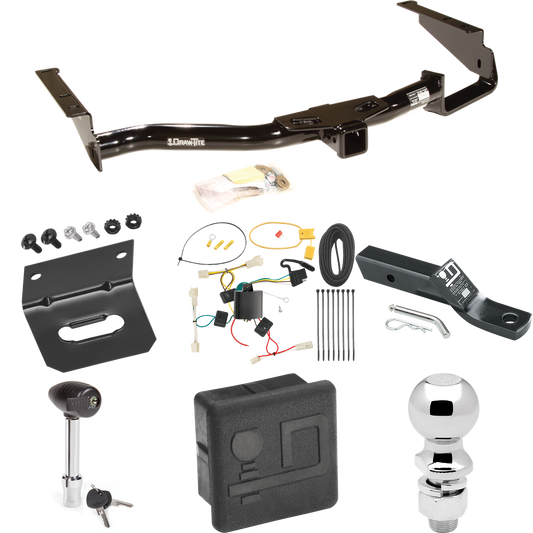 Fits 2004-2006 Lexus RX330 Trailer Hitch Tow PKG w/ 4-Flat Wiring + Ball Mount w/ 2" Drop + 2-5/16" Ball + Wiring Bracket + Hitch Lock + Hitch Cover By Draw-Tite