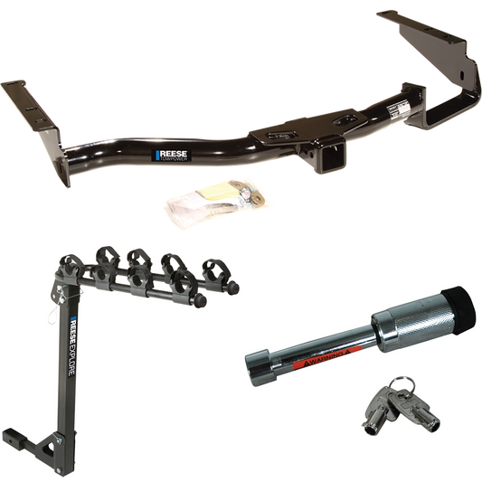 Fits 2006-2008 Lexus RX400h Trailer Hitch Tow PKG w/ 4 Bike Carrier Rack + Hitch Lock By Reese Towpower