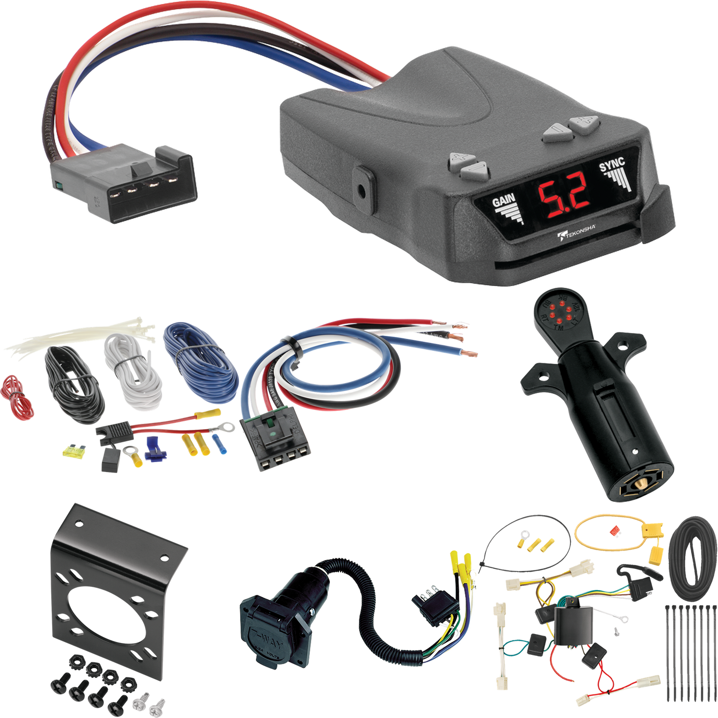 Fits 2004-2006 Lexus RX330 7-Way RV Wiring + Tekonsha Brakeman IV Brake Control + Generic BC Wiring Adapter + 7-Way Tester By Tekonsha