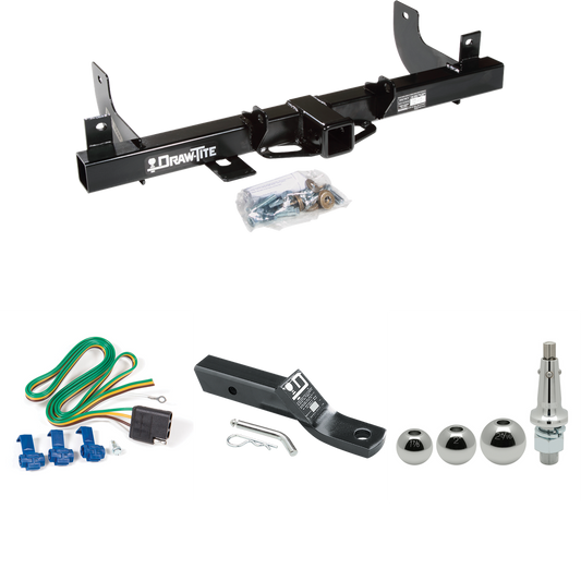 Fits 2006-2008 Ford F-150 Trailer Hitch Tow PKG w/ 4-Flat Wiring + Ball Mount w/ 2" Drop + Interchangeable Ball 1-7/8" & 2" & 2-5/16" By Draw-Tite