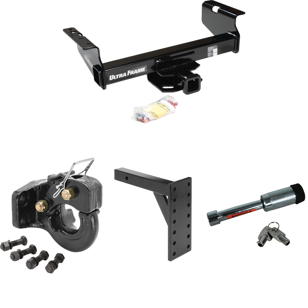 Fits 2011-2012 RAM 4500 Trailer Hitch Tow PKG w/ 7 Hole Pintle Hook Mounting Plate + 10K Pintle Hook + Hitch Lock (For Cab & Chassis, w/34" Wide Frames Models) By Draw-Tite