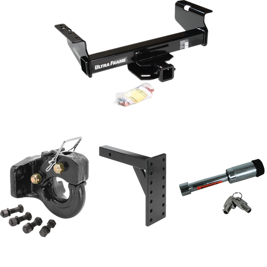 Fits 2011-2012 RAM 4500 Trailer Hitch Tow PKG w/ 7 Hole Pintle Hook Mounting Plate + 10K Pintle Hook + Hitch Lock (For Cab & Chassis, w/34" Wide Frames Models) By Draw-Tite