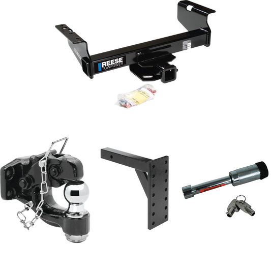 Fits 2008-2010 Dodge Ram 5500 Trailer Hitch Tow PKG w/ 7 Hole Pintle Hook Mounting Plate + Pintle Hook & 2" Ball Combination + Hitch Lock (For Cab & Chassis, w/34" Wide Frames Models) By Reese Towpower