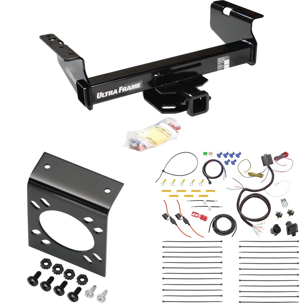 Fits 2007-2024 Chevrolet Silverado 3500 HD Trailer Hitch Tow PKG w/ 7-Way RV Wiring (For Cab & Chassis, w/34" Wide Frames Models) By Draw-Tite