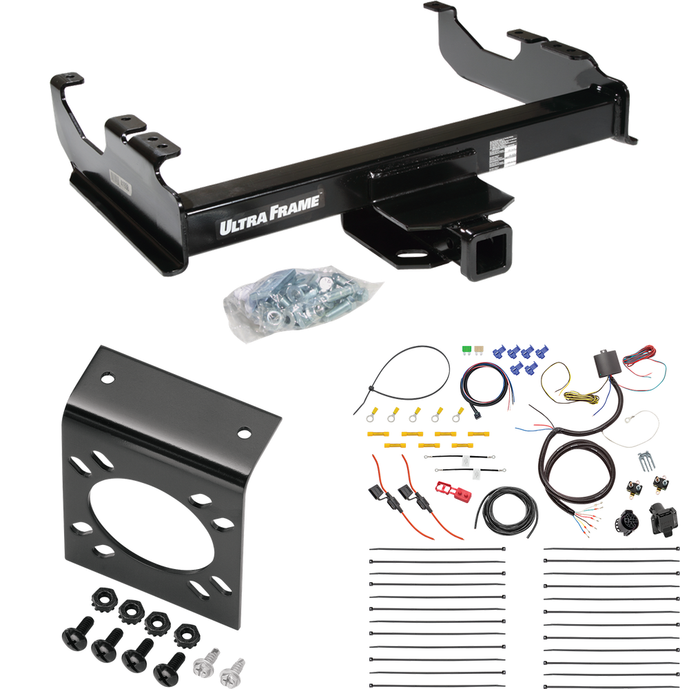 Fits 2015-2023 GMC Sierra 3500 HD Trailer Hitch Tow PKG w/ 7-Way RV Wiring (For Cab & Chassis, w/34" Wide Frames Models) By Draw-Tite