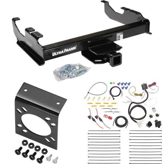 Fits 2015-2023 GMC Sierra 3500 HD Trailer Hitch Tow PKG w/ 7-Way RV Wiring (For Cab & Chassis, w/34" Wide Frames Models) By Draw-Tite