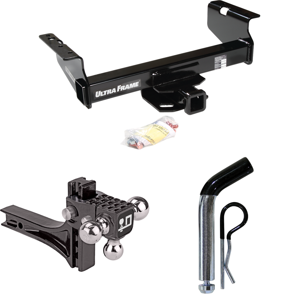 Fits 2008-2009 Sterling Truck Bullet 55 Trailer Hitch Tow PKG w/ Adjustable Drop Rise Triple Ball Ball Mount 1-7/8" & 2" & 2-5/16" Trailer Balls + Pin/Clip (For w/34" Wide Frames Models) By Draw-Tite