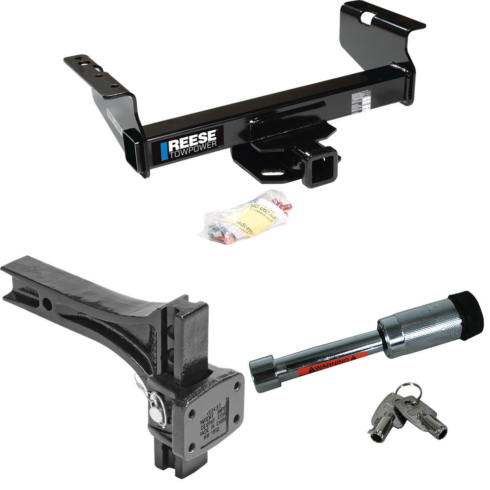 Fits 2011-2012 RAM 4500 Trailer Hitch Tow PKG w/ Adjustable Pintle Hook Mounting Plate + Hitch Lock (For Cab & Chassis, w/34" Wide Frames Models) By Reese Towpower