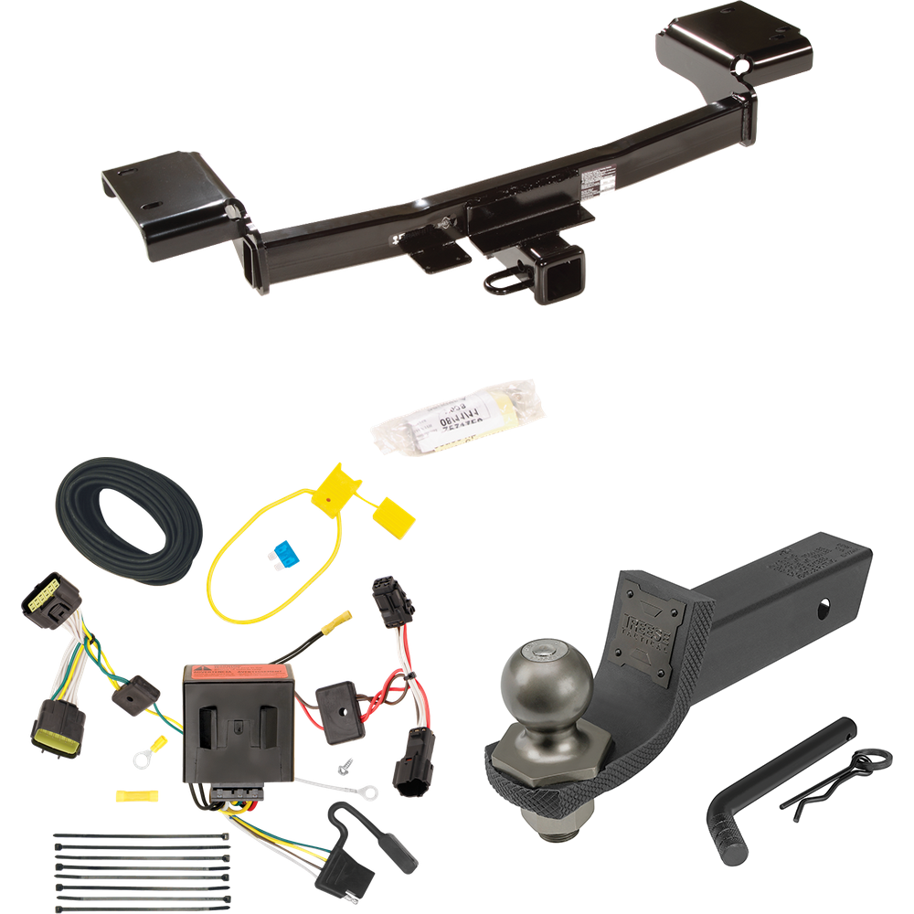 Fits 2011-2016 KIA Sportage Trailer Hitch Tow PKG w/ 4-Flat Wiring + Interlock Tactical Starter Kit w/ 2" Drop & 2" Ball By Draw-Tite