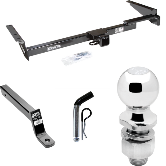 Fits 2001-2003 Toyota Highlander Trailer Hitch Tow PKG w/ Extended 16" Long Ball Mount w/ 4" Drop + Pin/Clip + 2" Ball By Draw-Tite