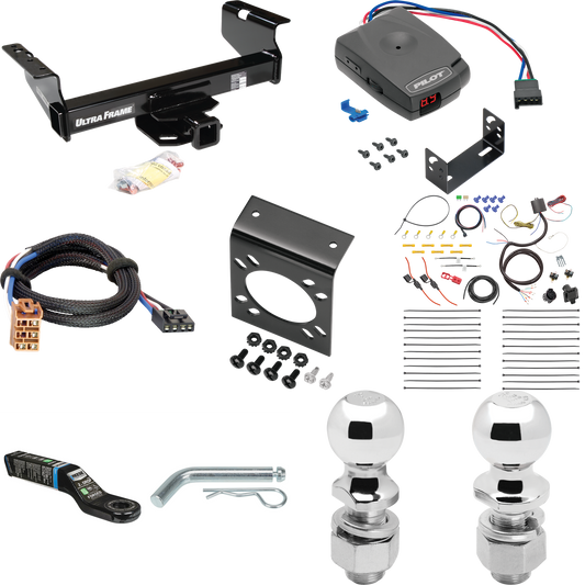 Fits 2001-2002 Chevrolet Silverado 3500 Trailer Hitch Tow PKG w/ Pro Series Pilot Brake Control + Plug & Play BC Adapter + 7-Way RV Wiring + 2" & 2-5/16" Ball & Drop Mount (For (Classic), Cab & Chassis, w/34" Wide Frames Models) By Draw-Tite