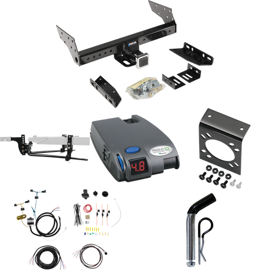 Fits 2003-2014 Chevrolet Express 1500 Trailer Hitch Tow PKG w/ 6K Round Bar Weight Distribution Hitch w/ 2-5/16" Ball + Pin/Clip + Tekonsha Primus IQ Brake Control + 7-Way RV Wiring By Reese Towpower