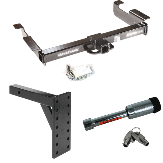 Fits 1996-2023 Chevrolet Express 2500 Trailer Hitch Tow PKG w/ 7 Hole Pintle Hook Mounting Plate + Hitch Lock By Draw-Tite