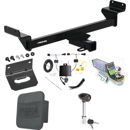 Fits 2023-2023 KIA Sportage Trailer Hitch Tow PKG w/ 4-Flat Wiring + Starter Kit Ball Mount w/ 2" Drop & 1-7/8" Ball + Wiring Bracket + Hitch Lock + Hitch Cover By Reese Towpower