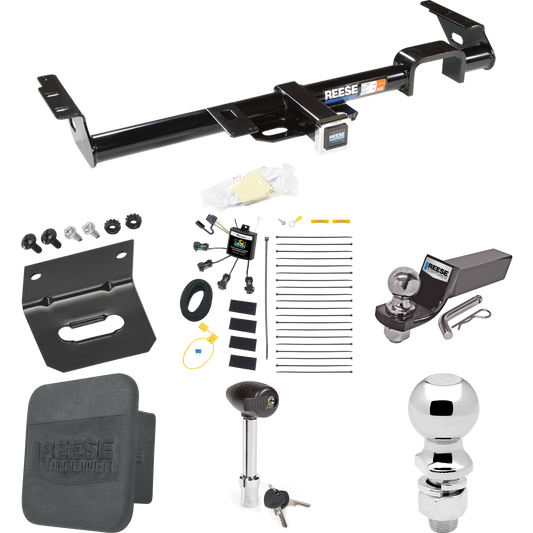 Fits 1999-2003 Lexus RX300 Trailer Hitch Tow PKG w/ 4-Flat Zero Contact "No Splice" Wiring + Starter Kit Ball Mount w/ 2" Drop & 2" Ball + 2-5/16" Ball + Wiring Bracket + Hitch Lock + Hitch Cover By Reese Towpower