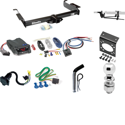 Fits 1996-1999 GMC Savana 2500 Trailer Hitch Tow PKG w/ 8K Round Bar Weight Distribution Hitch w/ 2-5/16" Ball + 2" Ball + Pin/Clip + Tekonsha BRAKE-EVN Brake Control + Generic BC Wiring Adapter + 7-Way RV Wiring By Draw-Tite