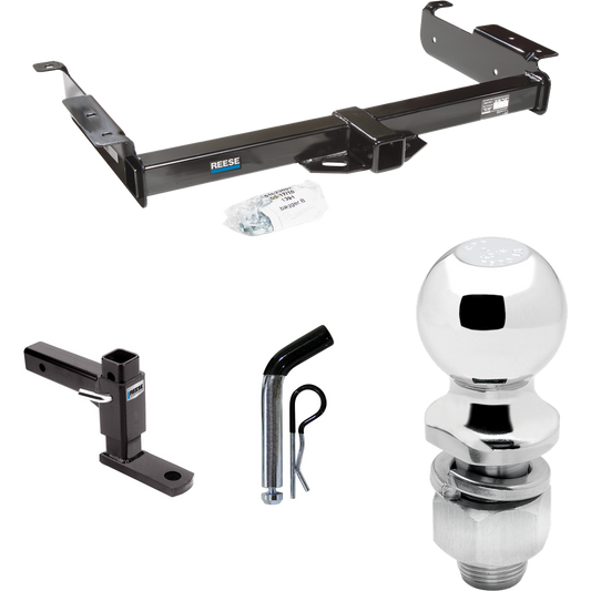 Fits 1996-2014 Chevrolet Express 1500 Trailer Hitch Tow PKG w/ Adjustable Drop Rise Ball Mount + Pin/Clip + 2" Ball By Reese Towpower