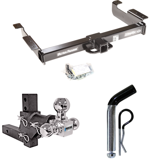 Fits 1996-2023 GMC Savana 3500 Trailer Hitch Tow PKG w/ Adjustable Drop Rise Triple Ball Ball Mount 1-7/8" & 2" & 2-5/16" Trailer Balls + Pin/Clip By Draw-Tite