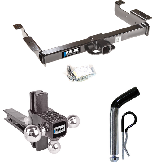 Se adapta al paquete de remolque con enganche para remolque Chevrolet Express 1500 1996-2014 con soporte de bola triple ajustable con elevación de caída, bolas de remolque de 1-7/8" y 2" y 2-5/16" + pasador/clip de Reese Towpower