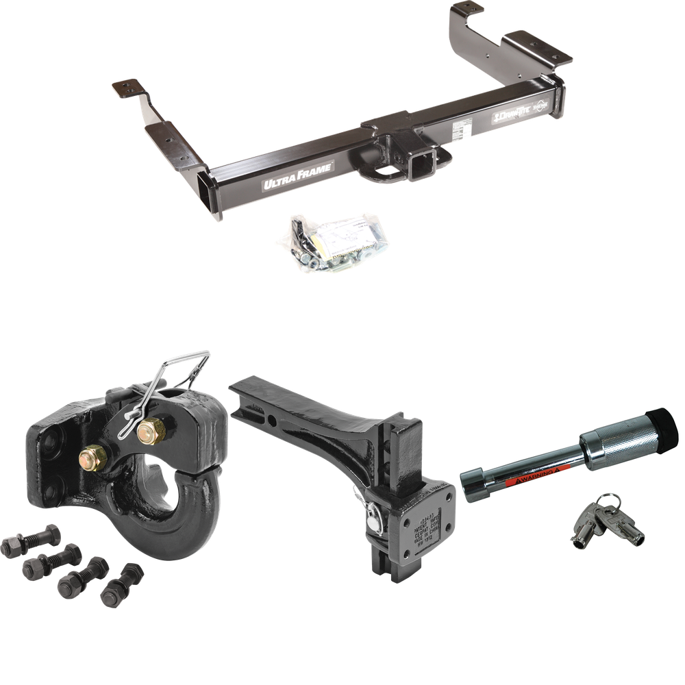 Fits 1996-2014 Chevrolet Express 1500 Trailer Hitch Tow PKG w/ Adjustable Pintle Hook Mounting Plate + 10K Pintle Hook + Hitch Lock By Draw-Tite