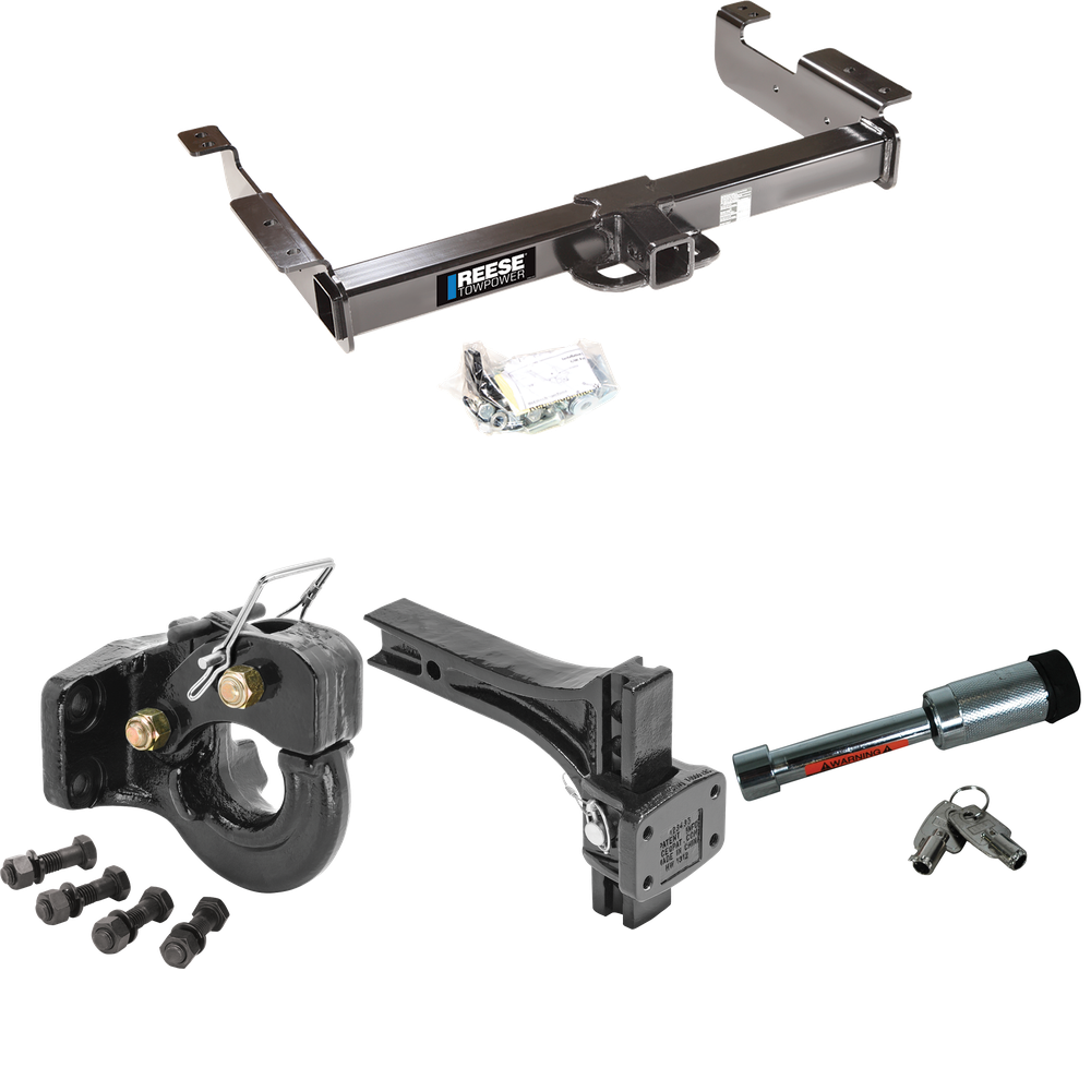 Fits 1996-2023 GMC Savana 2500 Trailer Hitch Tow PKG w/ Adjustable Pintle Hook Mounting Plate + 10K Pintle Hook + Hitch Lock By Reese Towpower