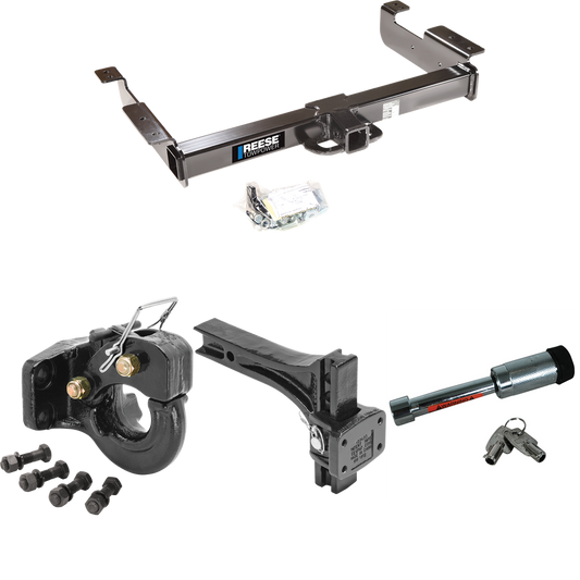 Fits 1996-2023 GMC Savana 2500 Trailer Hitch Tow PKG w/ Adjustable Pintle Hook Mounting Plate + 10K Pintle Hook + Hitch Lock By Reese Towpower