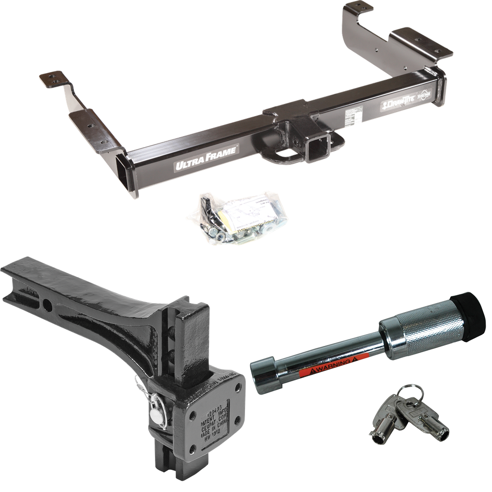 Fits 1996-2023 GMC Savana 2500 Trailer Hitch Tow PKG w/ Adjustable Pintle Hook Mounting Plate + Hitch Lock By Draw-Tite