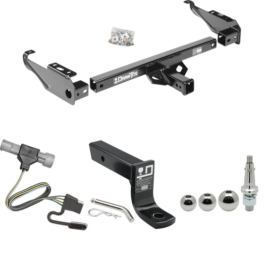 Fits 1997-1997 Ford F-250 HD Trailer Hitch Tow PKG w/ 4-Flat Wiring + Ball Mount w/ 4" Drop + Interchangeable Ball 1-7/8" & 2" & 2-5/16" By Draw-Tite