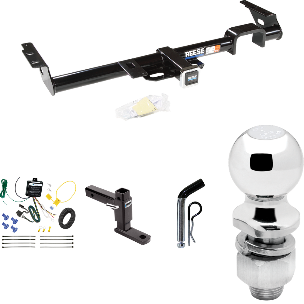 Fits 1999-2003 Lexus RX300 Trailer Hitch Tow PKG w/ 4-Flat Wiring Harness + Adjustable Drop Rise Ball Mount + Pin/Clip + 2" Ball By Reese Towpower