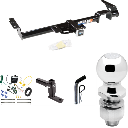 Fits 1999-2003 Lexus RX300 Trailer Hitch Tow PKG w/ 4-Flat Wiring Harness + Adjustable Drop Rise Ball Mount + Pin/Clip + 2" Ball By Reese Towpower