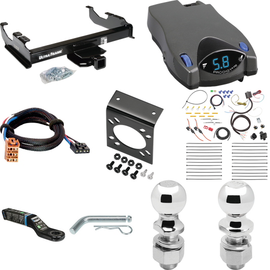 Fits 2003-2007 Chevrolet Silverado 3500 Trailer Hitch Tow PKG w/ Tekonsha Prodigy P2 Brake Control + Plug & Play BC Adapter + 7-Way RV Wiring + 2" & 2-5/16" Ball & Drop Mount (For (Classic), Cab & Chassis, w/34" Wide Frames Models) By Draw-Tite