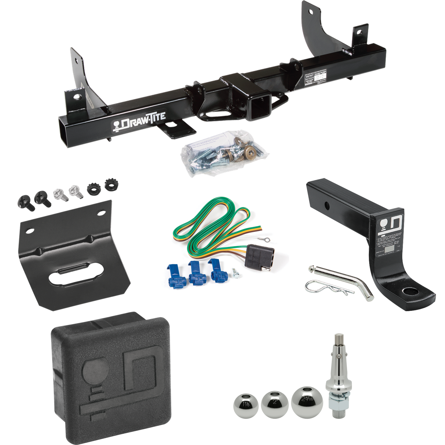 Fits 2006-2008 Lincoln Mark LT Trailer Hitch Tow PKG w/ 4-Flat Wiring + Ball Mount w/ 4" Drop + Interchangeable Ball 1-7/8" & 2" & 2-5/16" + Wiring Bracket + Hitch Cover (For (Built After 8/2005) Models) By Draw-Tite