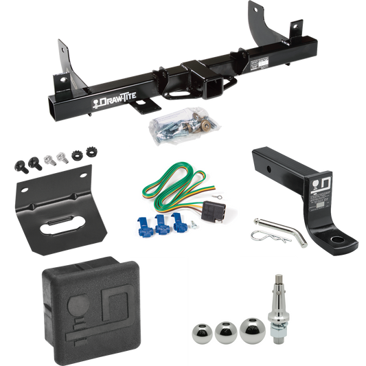 Fits 2006-2008 Lincoln Mark LT Trailer Hitch Tow PKG w/ 4-Flat Wiring + Ball Mount w/ 4" Drop + Interchangeable Ball 1-7/8" & 2" & 2-5/16" + Wiring Bracket + Hitch Cover (For (Built After 8/2005) Models) By Draw-Tite